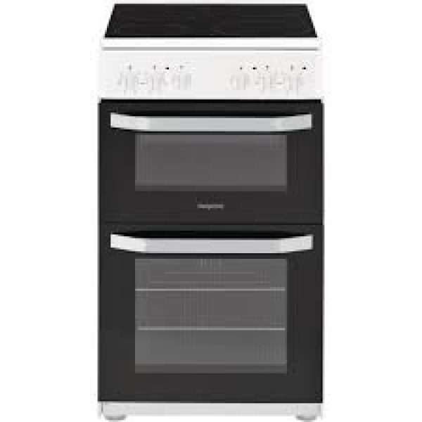 Hotpoint 50cm Electric Twin Cavity Cooker- White-0