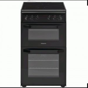 Hotpoint 50cm Electric Twin Cavity Cooker- Black-0