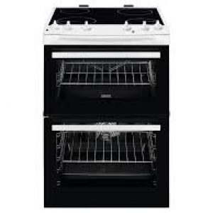 Zanussi 60cm Ceramic Electric Cooker with Double Oven White-0