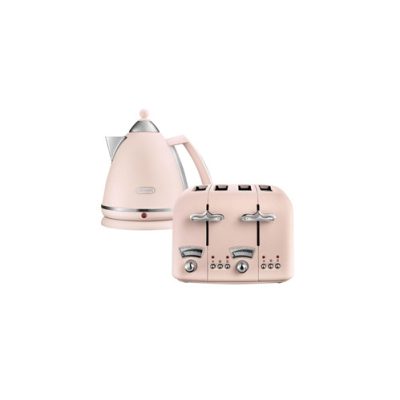 Delonghi Argento Flora Kettle and Toaster Set Pink
