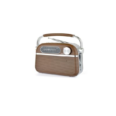 Lloytron N6403WD Vintage Rechargeable Portable Bluetooth AM FM Radio Wood Effect