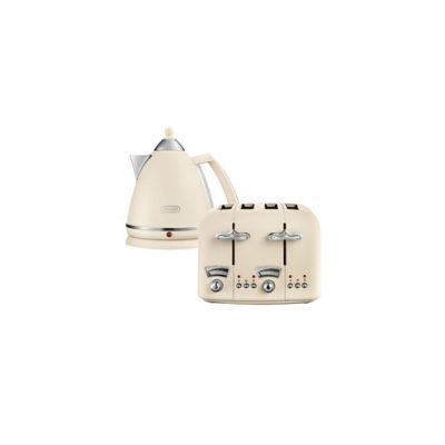 Delonghi Argento Flora Kettle and Toaster Set Cream