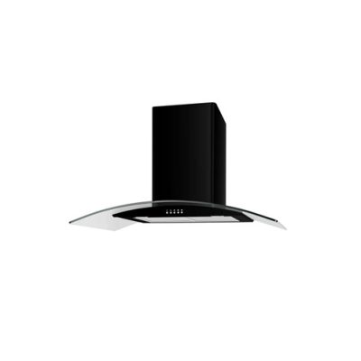 Cata 90cm Curved Glass Chimney Hood - Black