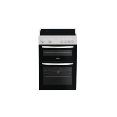 Indesit 60cm Electric Double Cooker with Ceramic Hob - White | IDE6VMW