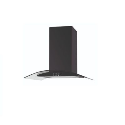 Cata 70cm Black Curved Glass Chimney Hood | UBSCG70BK
