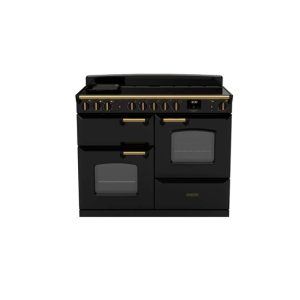 Rangemaster CLDLO110EIPGBL/AB1 Classic Deluxe 110cm Induction Range Cooker - Black with Antique Brass Trim In Stock