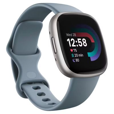 Fitbit Versa 4 Smartwatch | Waterfall Blue & Platinum